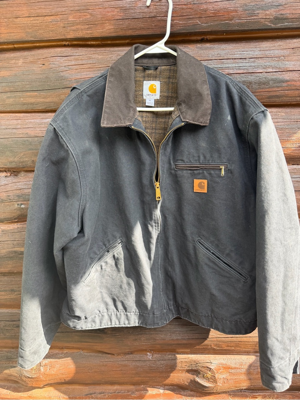 VTG Carhartt Detroit Jacket J97 BLK Black Blanket Lined Canvas Men's XL Regular
